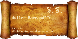 Waller Barnabás névjegykártya